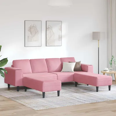 Image de vidaXL Canapé 3 places pour salon, rose, 250 x 188 x 76 cm