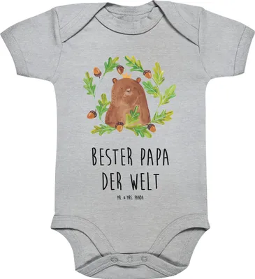 Produktbild von Mr. & Mrs. Panda Strampler Baby Bär König 12. - 18. Monat - Heather Grey - Geschenk, Daddy, overall, Vater, Papa, Papi, Babybody, Teddy, kurzarm, babykleidung body