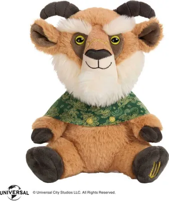 A plush toy of Dr. Dillamond from Wicked, sitting down.