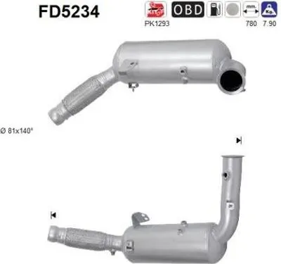 Produktbild von AS FD5234 Dieselpartikelfilter Rußpartikelfilter DPF passend für MERCEDES-BENZ SPRINTER 3,5-t Kasten (906) Euro 5 Abgasanlage Diesel