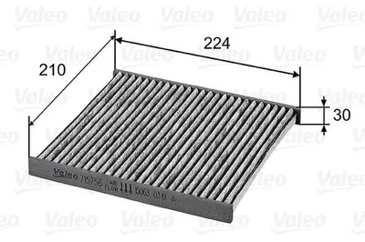 Produktbild von Innenraumfilter Aktivkohlefilter 225 mm - 211 mm VALEO für u.a. NISSAN NOTE