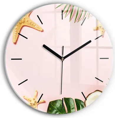 Produktbild von Wallfluent Wanduhr – Stilles Quarzuhrwerk - Uhr Dekoration Wohnzimmer Schlafzimmer Küche - Zifferblatt mit Striche - schwarze Zeiger - 30 cm - Sommerstimmung