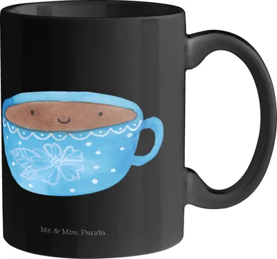 Produktbild von Mr. & Mrs. Panda Becher Kaffee Tasse - Schwarz - Geschenk, Pott, Kaffeetasse, Kaffeebecher, Liebe, Geschmack, Keramiktasse, Genuss, Lustige Sprüche, Glücklich