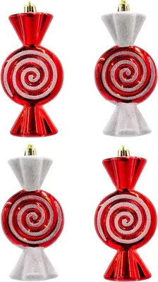 Image de Boules moulées en plastique incassables - lot de 4 bonbons avec mica