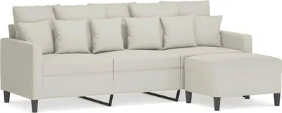 Produktbild von vidaXL 3-Sitzer-Sofa mit Hocker Creme 180 cm Samt
