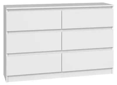Image de Commode blanche avec six tiroirs, chambre à coucher couloir, armoire, sideboard, highboard, largeur 120 cm hauteur 75cm