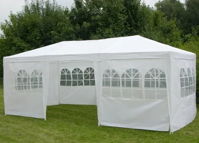 Image de Pavillon HI avec parois latérales, 3 x 6 m, blanc