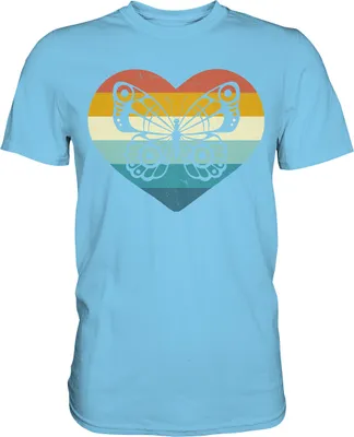 Produktbild von Retro Schmetterling T-Shirt – Sky Blue / M