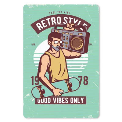 Produktbild von MuchoWow® Mauspad Mousepad Radio - Skateboard - Mann - Retro 18x27 cm - Mousepads - Maus Mat - Pad - Mausunterlage