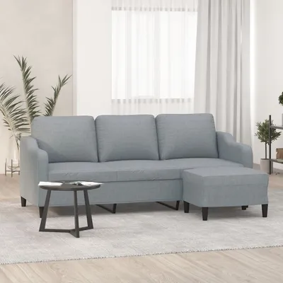 Produktbild von 3-Sitzer-Sofa mit Hocker Hellgrau 180 cm Stoff , Schlafsofas 2024 Neu