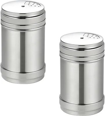 Produktbild von 2 tragbare Gewürzflaschen aus Edelstahl mit drehbarem Deckel, vielseitige Gewürzbehälter für Küche und Grill zum präzisen Dosieren von Salz und Pfeffer