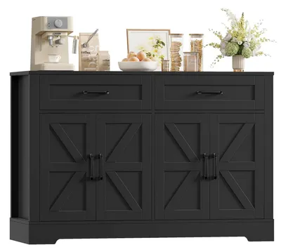 Produktbild von Sideboard Küchenbuffet mit 2 Schubladen und 4 Türen, 120 cm, Schwarz