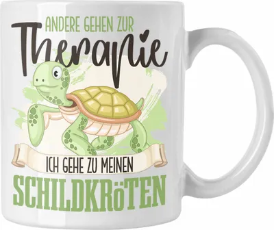 Produktbild von Trendation - Schildkröten Tasse Geschenk für Schildkröten Besitzer Therapie Lustiger Spruch Geschenkidee (Weiß)