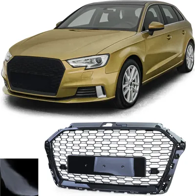 Immagine prodotto di Griglia radiatore Griglia sportiva Griglia a nido d'ape Nero lucido per Audi A3 8V da