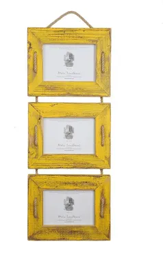 Produktbild von Schnurrahmen Trio 13x18 cm – Gelb – Recyceltes Holz