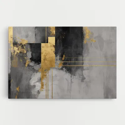 Produktbild von ARTHUB® Leinwandbild 80x120 cm, Abstract Gold Lines (2) | Wohnzimmerdekoration, Hängende Bilder, Wanddekoration, Heimdekoration, Abstrakte, Abstrakt mit Linien