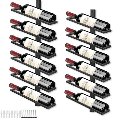 Zdjęcie produktu dla Stojak na wino na 12 butelek - Wiszący metalowy stojak na wino - 4 szt