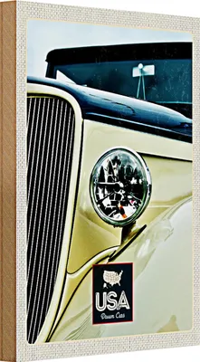 Produktbild von Holzschild Reise 20x30cm Amerika Oldtimer beige Lampe Urlaub