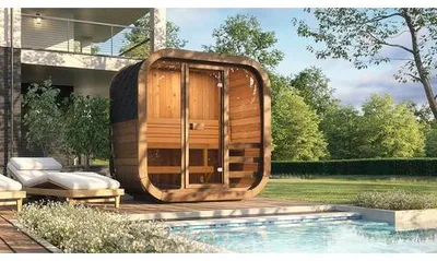 Produktbild von Saunahaus Weka Laadi 1 Thermowood inkl. 9 kW Ofen und integrierter Steuerung mit bronzierter Ganzglastüre