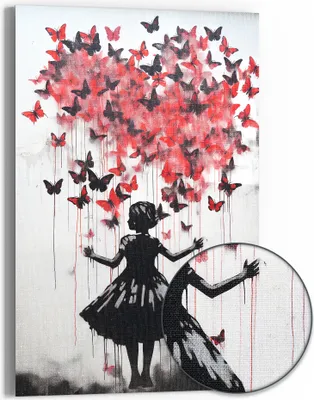 Produktbild von DEQOART Hybrid Leinwand Bild 60x90 cm 'Schmetterlingsflug' Wandbild Glas flach modern