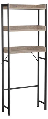 Produktbild von Toilettenregal über der Toilette – Spanplatte/Stahl – Greigeschwarz – 63 x 25 x 165 cm