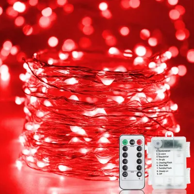 LED-Lichterkette 20 m 200 LEDs batteriebetrieben mit Fernbedienung