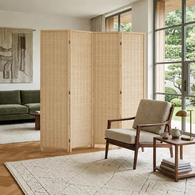 Produktbild von Bambus-Raumteiler, 4-teilig – Faltbarer Paravent – Sichtschutz, 180 x 180 cm – Leicht und flexibel