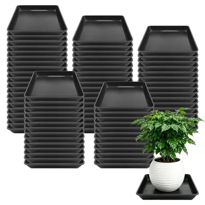 Productafbeelding van 4 Stuks Bloempotonderzetters, Vierkant, Zwart