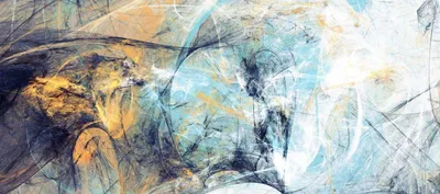 Abstract, swirling patterns of blue, yellow, and dark blue.