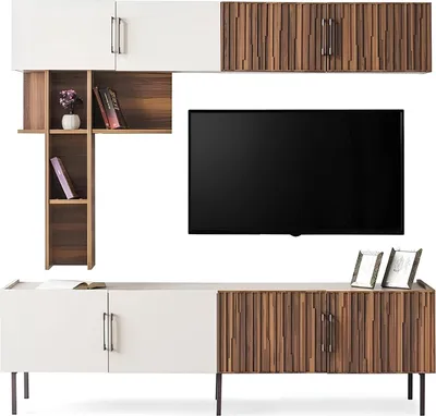 Zdjęcie produktu dla Nowoczesna szafka wisząca designerskie meble drewniane RTV szafka wisząca półki 3-częściowy zestaw