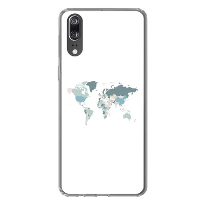 Produktbild von MuchoWow® Handyhülle Schutzhülle Hülle für Huawei P20 Weltkarte - Pastell - Länder Silikon Softcase Handy Hülle - Hardcover