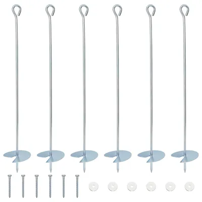 Produktbild von vidaXL Erdanker 6 pcs Silber Ø10 x 60 cm Galvanisiertes Metall