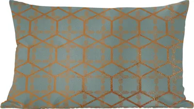 Produktbild von MuchoWow® Zierkissen Sofakissen Wohnzimmer Dekokissen 50x30 cm Muster - Gold - Türkis - Wohnzimmerdekoration - Polster mit Photo