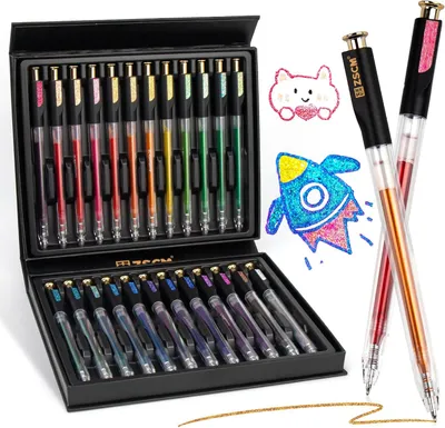 Productafbeelding van Intrekbare super glitter gelpennen - 24 kleuren grote capaciteit metaalachtige sparkle gel