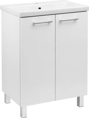 Zdjęcie produktu dla Szafka łazienkowa z umywalką stojąca pod umywalkę biała połysk 60 cm