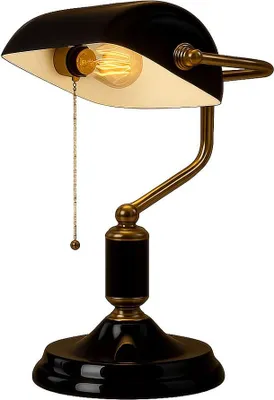 Produktbild von LED Tischleuchte, Bankerlampe, Metall schwarz gold, H 34 cm