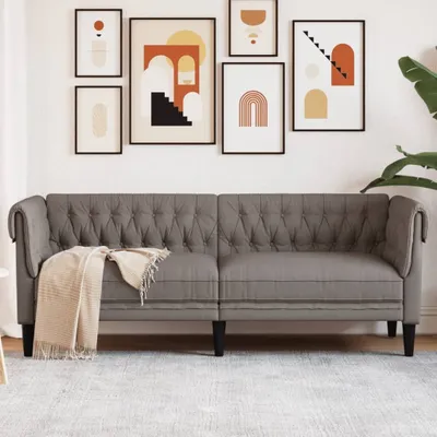 Productafbeelding van Maison Exclusive - Chesterfield-bank, 3-zits, taupekleurig, gestoffeerd