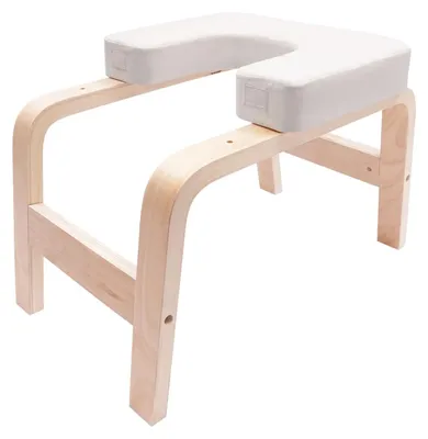 Produktbild von Yoga Kopfstandhocker - Inversionsstuhl aus Massivholz - PolyurethanPolster - Stabiles H-Gestell - Belastbar bis 200 kg - Abnehmbarer Yogablock - Cremeweiß