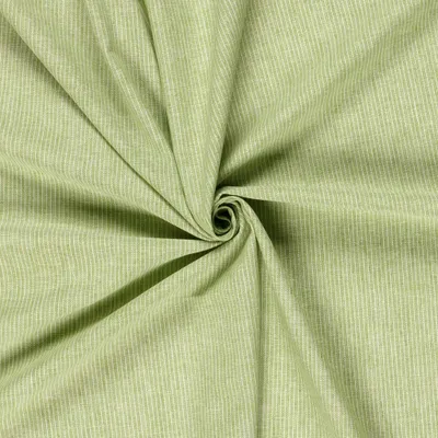Baumwoll Leinen Stoff Chambré Melange gestreift Meterware drapiert limettengrün