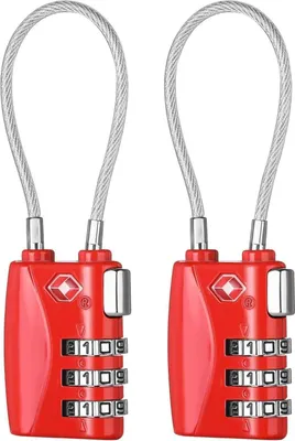 Obrázek produktu pro Kombinační zámek ZHEGE TSA na kufry 3 číslice červený 2 kusy