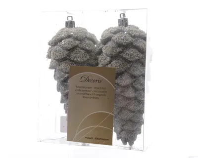 Produktbild von Christbaumschmuck Zapfen bruchfest Länge 14 cm 2 Stück silber