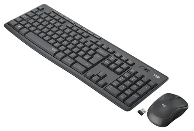 Produktbild von Logitech MK295 Silent, Volle Größe (100%), Kabelgebunden, RF Wireless, QWERTY, Graphit, Maus enthalten