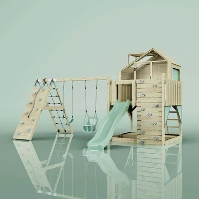 Produktbild von OutdoorToys Spielturm Oscar aus Holz in Grün Babyschaukel