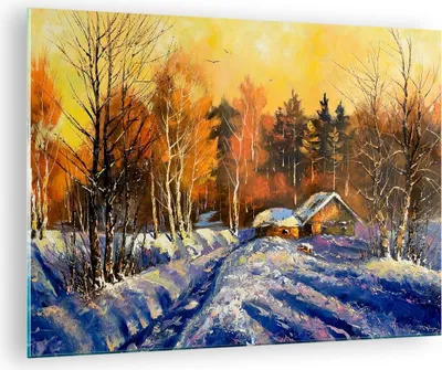 Produktbild von Bilder auf glas - Winter Wald Wiese - 70x50cm - Glasbilder - Wandbilder - Kunstdruck - zum Aufhängen bereit - Wanddekoration aus Glas - Glas Bilder - Wandbild auf Glas - Einteilig - GAA70x50-3535