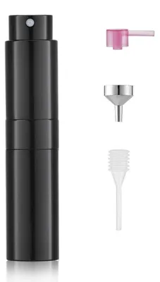 Produktbild von Parfümzerstäuber für unterwegs 8ml nachfüllbar glänzend schwarz Aluminium Glas