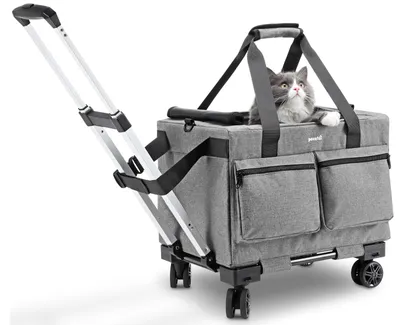 Produktbild von pecute Transporttasche Katze mit Rollen 2 in 1 bis 6 kg, Katzen Transportboxen,