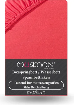 Produktbild von Premium Jersey Spannbettlaken 180x200 cm - 200x220 cm + 40 cm Boxspringbett mit Elasthan rot