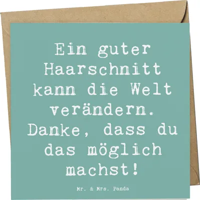 Produktbild von Mr. & Mrs. Panda doppelkarte Spruch Friseur Wunder - Meeresbrise - Geschenk, Handgefertigt, Grußkarte, Vertrauter, Aufmerksamkeit, Klappkarte, Danke sagen, faltkarte