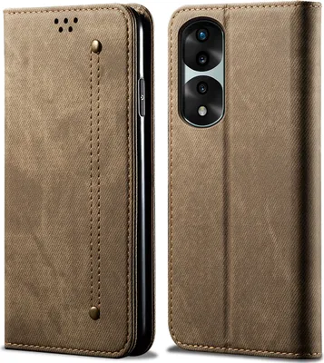 Obrázek produktu pro Honor 70 Pro Pouzdro, Kožené Peněženkové Pouzdro s Magnetickým Uzavíráním a Stojánkem pro Honor 70 Pro / Honor 70 Pro+ Khaki