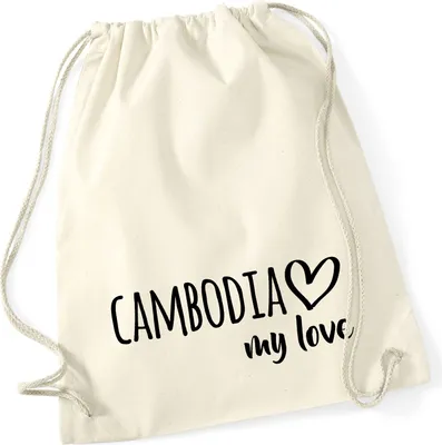 Produktbild von Huuraa Turnbeutel Cambodia my love 12 Liter Natural Baumwolle Rucksack Geschenkidee